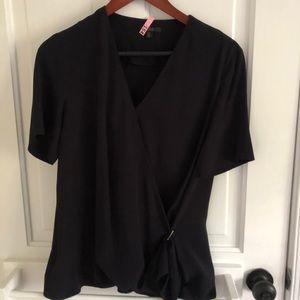 COS Black Wrap Top with Tie at Waist  Sz 8